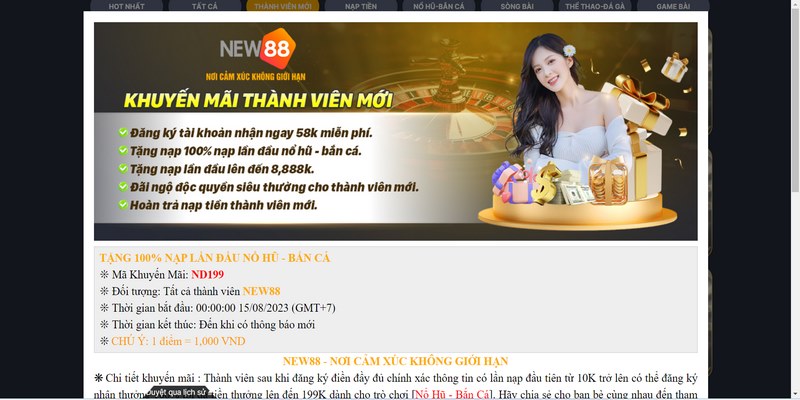 Nạp lần đầu nổ hũ bắn cá với mã khuyến mãi ND199 nhận tối đa 199k